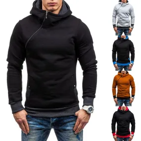 Fashion Herren Sweatshirt Hoody aus Baumwolle - mit kurzer Druckknopfleiste 
